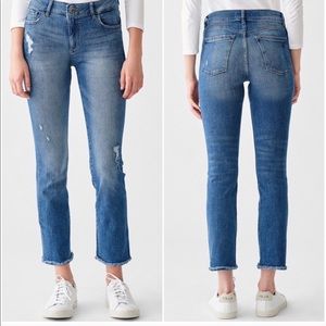 DL1961 midrise Mara Ankle fray hem jeans 26